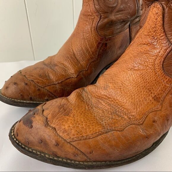 Tony Lama Brown Brandy Ostrich Cowboy Boots 9D main image 9